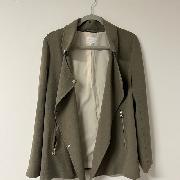 Wilfred Mayet Jacket - Sage Green Japanese Crepe Moto Coat - Size Small - Picture 4 of 14